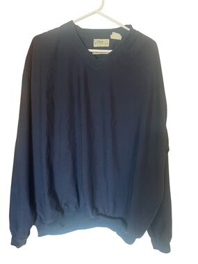 Men's Classic Navy V-Neck Sweater water Resistant size L .L366